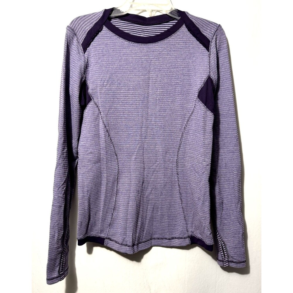 Lululemon Performance Base Layer Running Top Shirt Striped Size M/L Purple